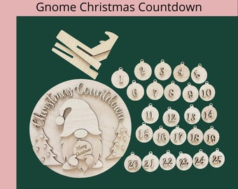 Gnome Christmas Countdown Round unfinished kit