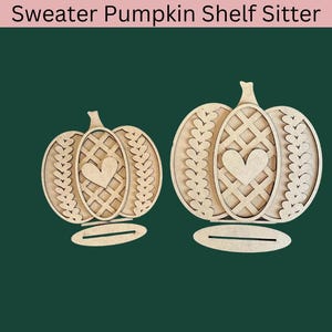 DIY sweater pumpkin shelf sitter bundle, fall home decor paint kit, fall craft kit for mantle, pumpkin wood sign