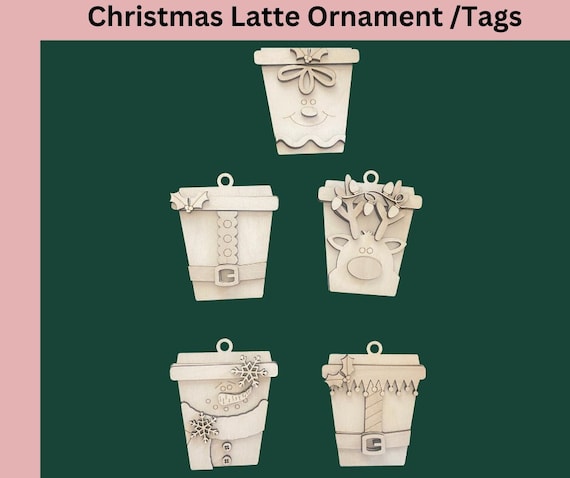 DIY Christmas Latte Ornament Tags  / Christmas Tree Ornaments / Wood Decor / Christmas DIY