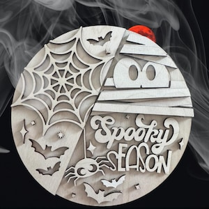 DIY Halloween Spider Web Wood Round Kit – Door Hanger or Shelf Sitter