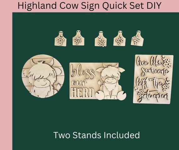 Highland Cow Sign Set Quick and Easy DIY