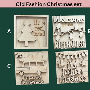 Old Fashion Christmas DIY Ladder Tiles, Jingle Bell DIY decor, Deer Inserts, Interchangeable Ladder Tile, Christmas Tiles
