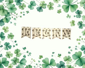 Lucky Banner DIY Kit | St. Patrick’s Day Decor | Unfinished Wood Garland