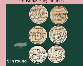 5" Round 2-Layer Christmas Engraved Songs DIY Kit - set of 6