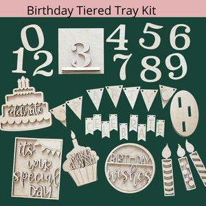 Birthday tiered tray bundle/ DIY  paint wood set