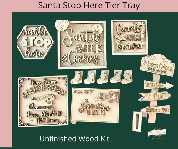 Christmas  Santa Stop Here Tier Tray Set
