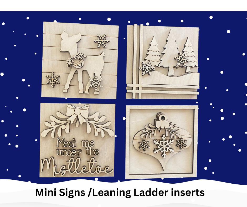 Christmas Leaning Ladder Inserts, Ladder Tier Decor, Tiered Tray Decor, Sign Wood Blanks, Interchangeable Leaning Ladder DIY Kit inserts,