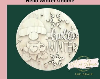 Hello Winter wood Round unfinished kit