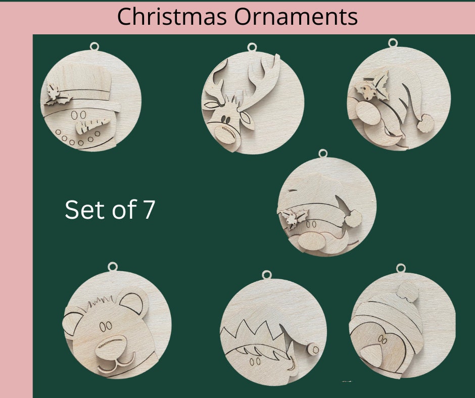 Christmas Ornament Coloring Kit, Christmas DIY Ornaments, Wooden Ornaments  to Paint, Kids DIY Ornaments, Kids Christmas Ornaments, DIY Kit, 
