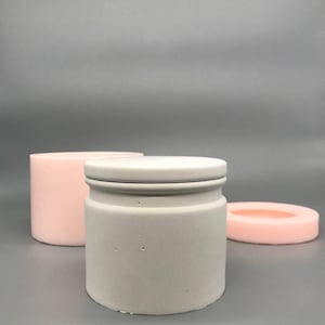 Stampo in silicone per la fabbricazione di candele / Stampo per barattoli in cemento con coperchio / Recipiente personalizzabile