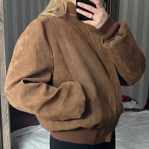 Vintage Bomber Leather Brown Motorbike Retro Blazer Jacket Oversize Bomber 90s jacket Beige Western Jacket