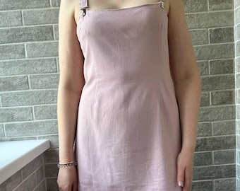 Vestido mini rosa vintage con cierres de metal, bonito vestido de verano estilo años 90 Y2K
