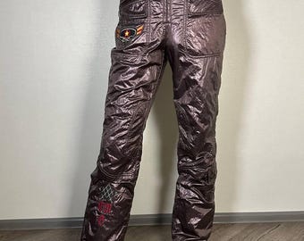 Emmegi Vintage Winter Ski Pants Sports Trousers Snowboard Skiing Waterproof Warm Purple Snowpants