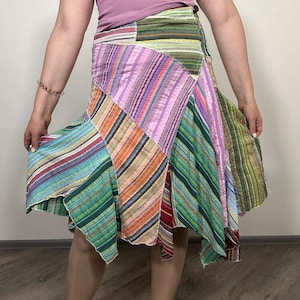 Joe Browns patchwork asymmetrical striped skirt midi colorful y2k skirt boho skirt festival skirt 90s Size Uk 12 EU 40 US 8