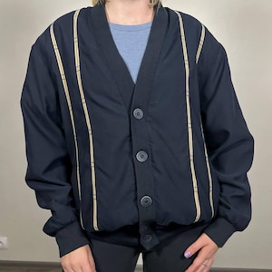 Pedro Bernat oversize dark blue wool bomber jacket with shoulder pads navy minimalist cropped jacket made in Italy Size 50