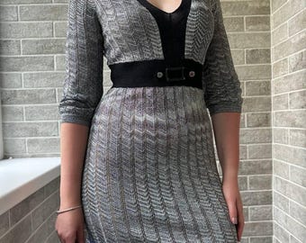Vestido mini metalizado con escote en V, de lurex, ajustado, brillante, para fiesta, de punto, glamuroso, para club, festival, fiesta, años 80