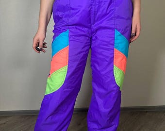Vintage Rodeo Winter Ski Pants Sports Trousers Snowboard Skiing Waterproof Warm Purple Snowpants