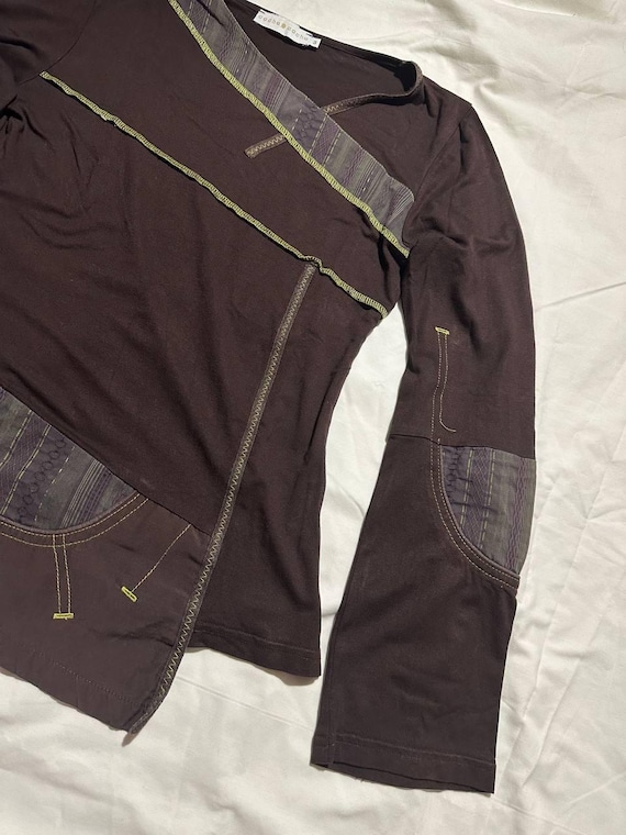 Cache Cache Brown Asymmetrical Patchwork Long Sle… - image 9