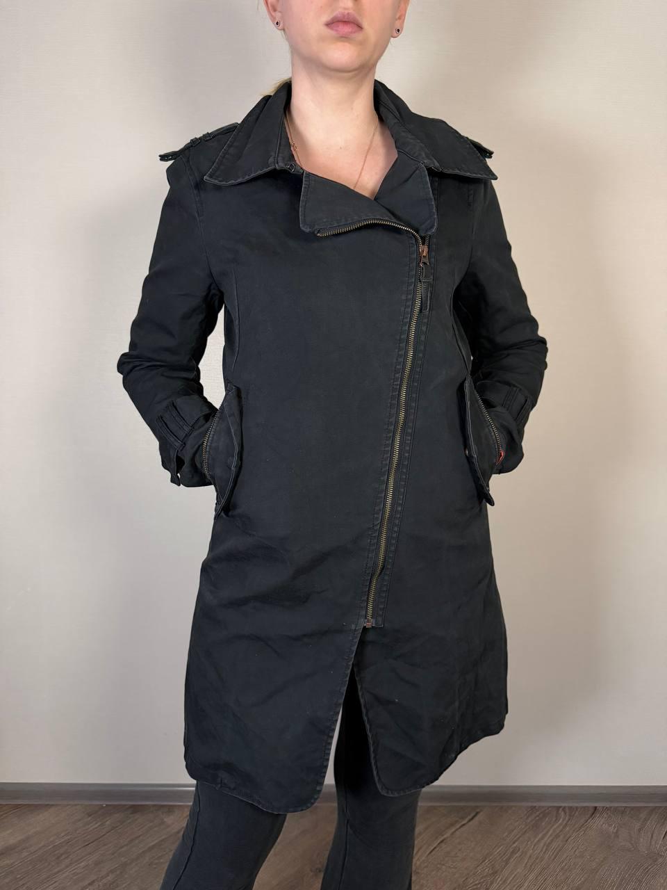 Gsus Sindusties Black Asymmetrical Zip Coat Fitted Jacket