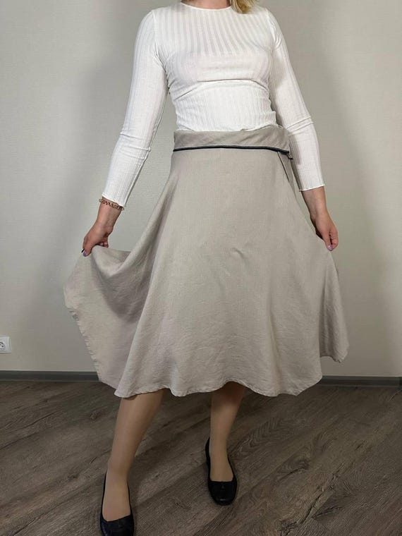 Crea Concept Crea Outfits Crea Concept Asymmetrical Linen Midi Wrap Skirt Beige Boho Natural Crea Concept Crea Outfits Crea Concept Asymmetrical Linen Midi Wrap Skirt Beige Boho Natural