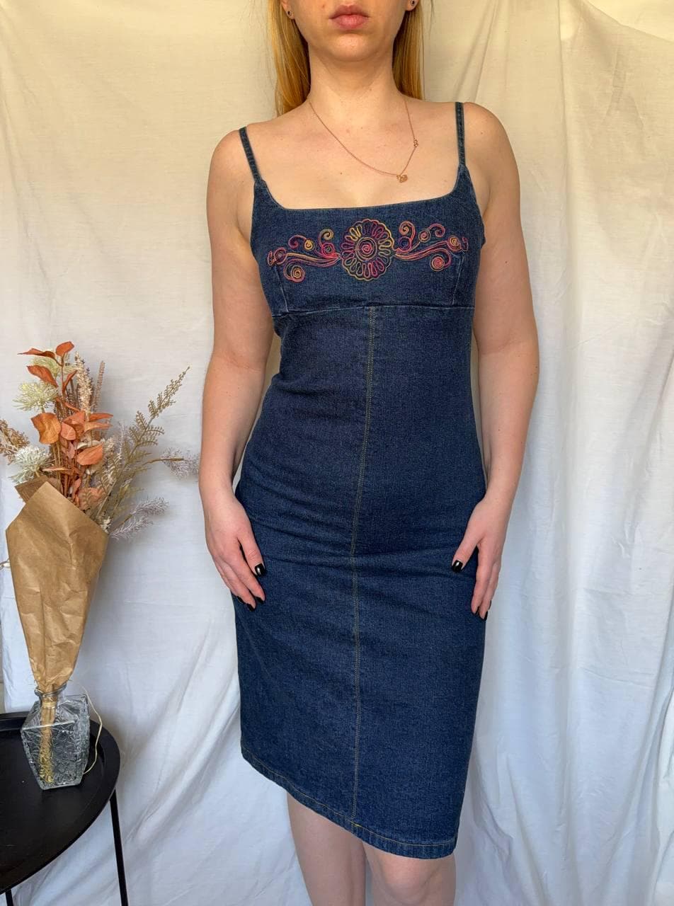 spaghetti strap bodycon denim dress Vintage Floral Embroidery Dress Sinequanone Paris Boho Summer Dress Neck:18-18.5 Front zipper Care max bridesmaid dress Black & Hot Pink