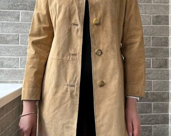 Vtg 50s 60s Excelled Brown Suede Leather Bomber Jacket Coat Esko