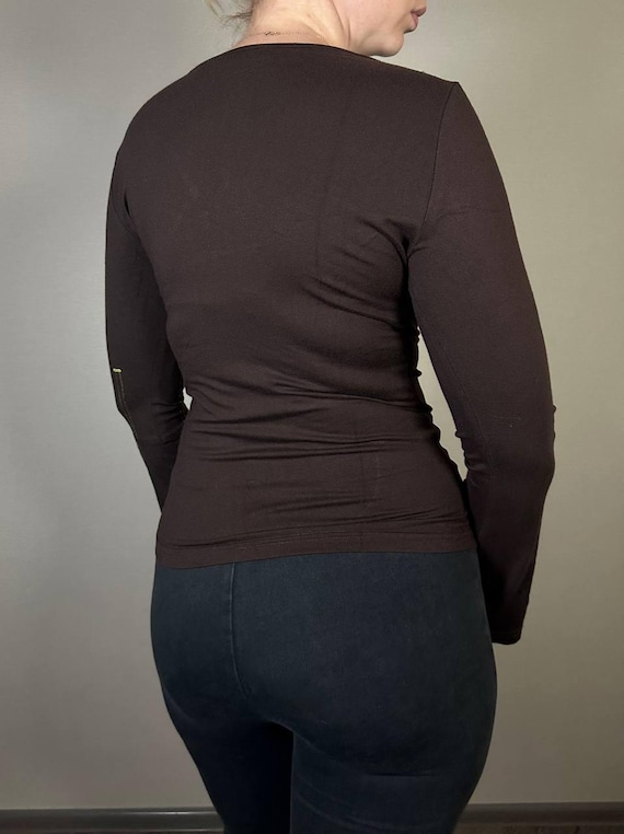 Cache Cache Brown Asymmetrical Patchwork Long Sle… - image 6