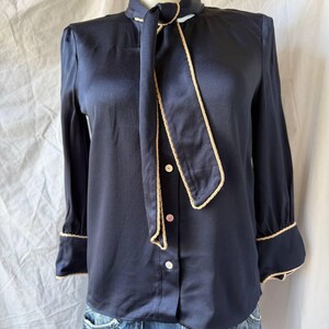 Peter Pilotto Satin Blouse Designer Tie Neck Shirt, Y2K Statement Blouse