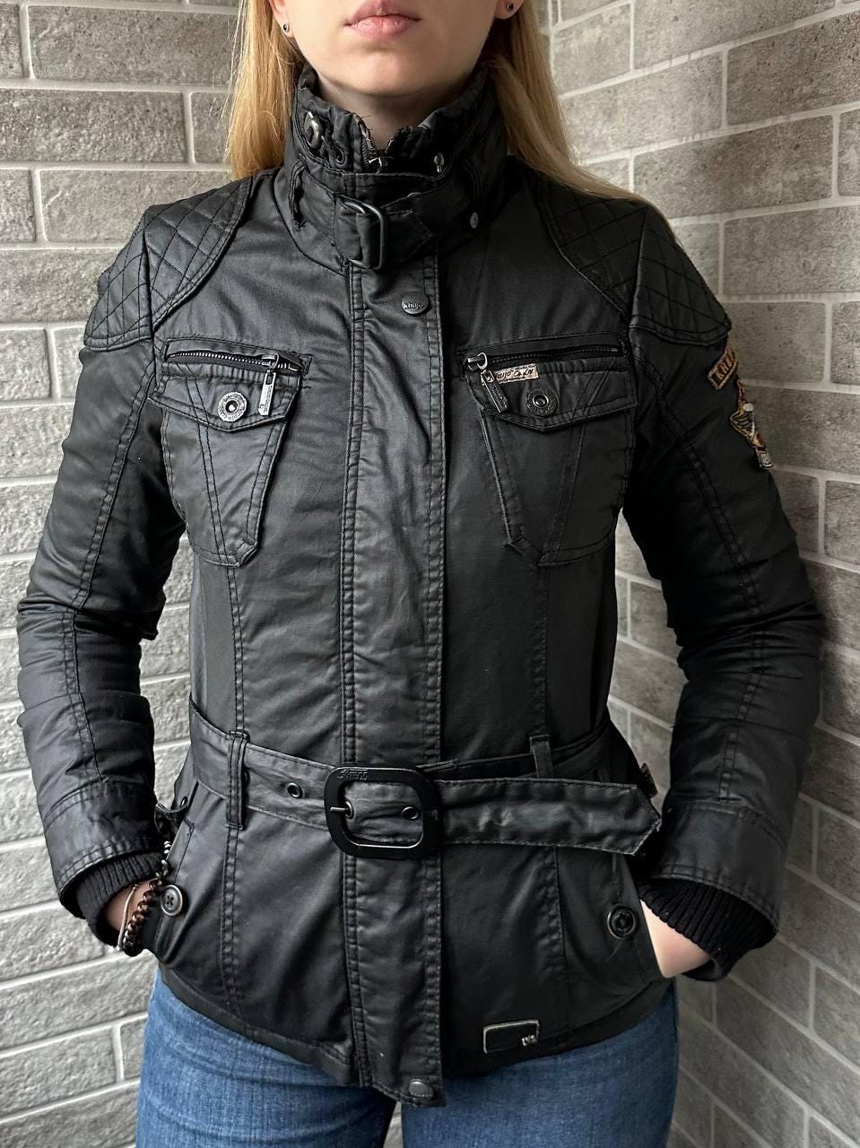 Vintage Khujo Wax Jacket Orca Cotton Black Coat Retro Parka
