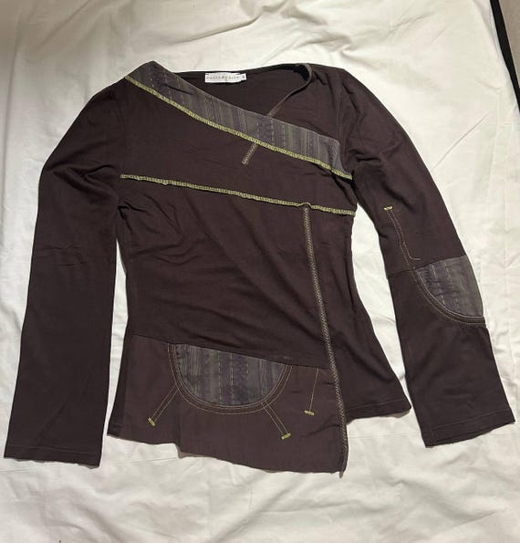 Cache Cache Brown Asymmetrical Patchwork Long Sle… - image 7