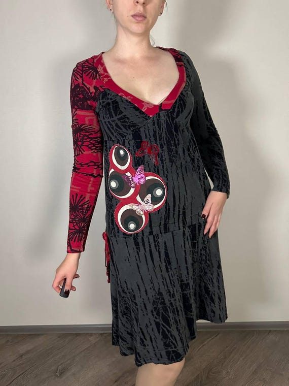 Desigual Bohemian Patchwork Long Sleeve Dress Abstract Geometric Artsy Midi Dress - Etsy Desigual Bohemian Patchwork Long Sleeve Dress Abstract Geometric Artsy Midi Dress - Etsy