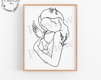 Mother and Angel Baby Digital Art /  Pregnancy Loss Gift / Infant Loss Gift / Miscarriag Wall Art / Mother Holding Angel Baby / Baby Loss