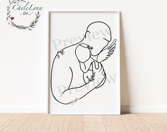 Father and Angel Baby digital download / Pregnancy Loss Gift / Miscarriage Wall Art / Infant Loss Digital Art / Angel Baby Art / Baby Loss