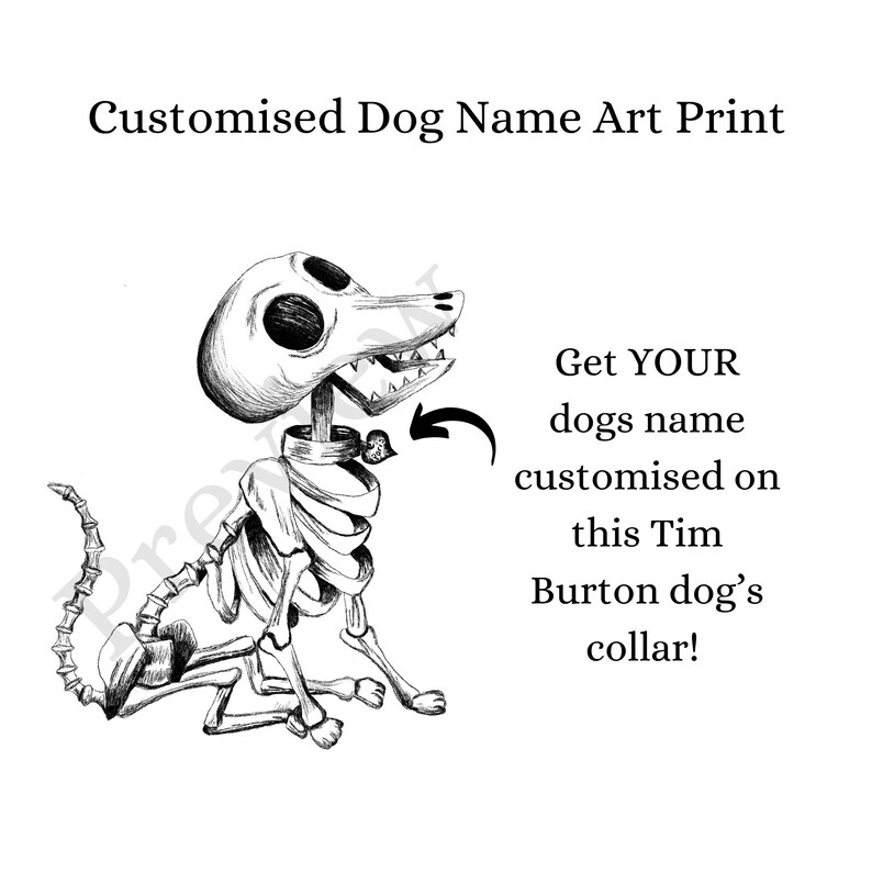 CUSTOM Dog Name Art Corpse Bride Dog scraps Digital Etsy