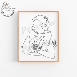Mother Holding Boy and Girl Twin Angel Digital Print/ Memorial Gift/ Funeral Gift/ Grieving Family/ Infant Loss Art/ Child Loss Art/