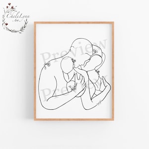 Mother and father holding twin girls/ new parents gift/ digital art/ chelelynnart/ twins  digital print/ baby shower gift/ nursery art