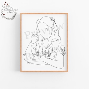 Mother holding triplet angel babies digital art/ Three Angel Babies Art/ Infant Loss Art/ Miscarriage  / Born Sleeping/ Child Loss/ Memorial