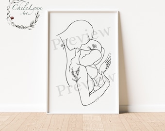 Mother Father and Boy Angel Baby\ Infant Loss Art\ Grieving Mother Gift\ Grieving Father Gift\ Angel Baby Boy\ Angel Baby\ Child Loss