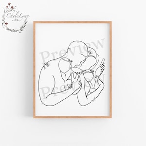 Angel Baby Twin Girls Held By Mother and Father Digital Art/ Infant Loss Gift/ Grieving Mother and Father Art/ Miscarriage Wall Art/ Angel