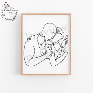 Angel Baby Boy Twins Held by Mother and Father Digital Art/ Infant Loss  Downloadable Art/ Miscarriage Art / Infant Loss Gift/ Grieving Mom