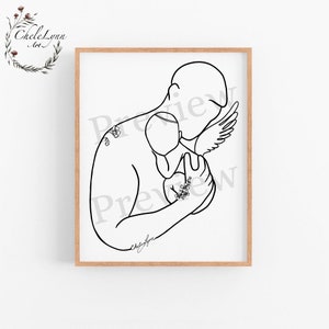 Father Holding Boy Angel Baby Digital Art/ Infant Loss Art/ Printable Wall Art/ Fathers Day Gift/ Memorial Gift/ Born Sleeping Angel /