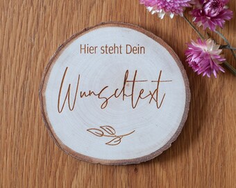 Baumscheibe "Wunschtext", personalisiert, Platzkarten, Tischdeko