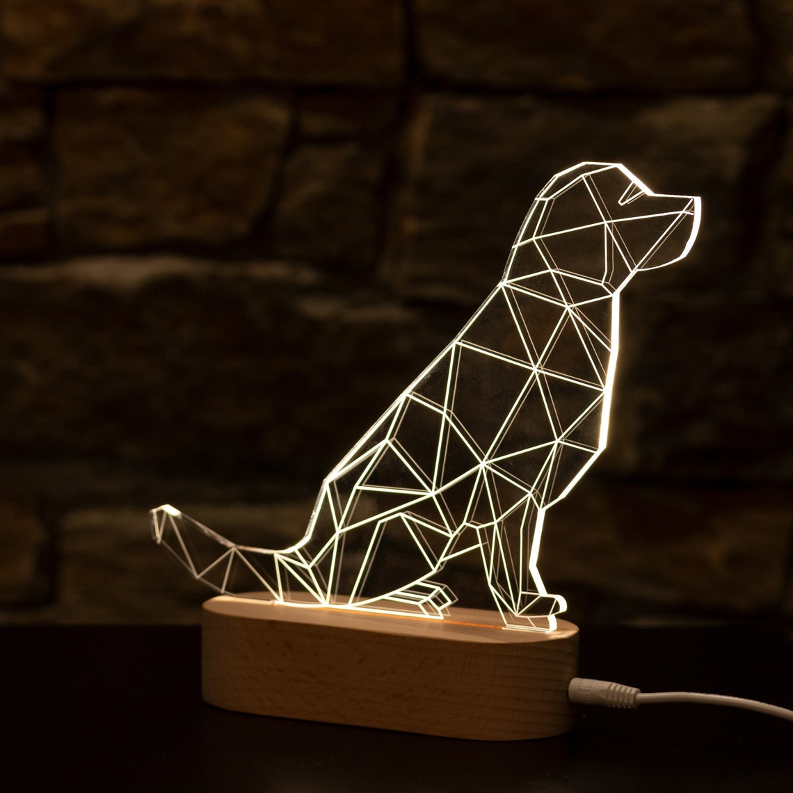 LED acrylic lamp dog night light cozy decorative light Etsy