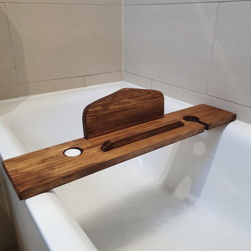 Wooden Grey Marble Effect Bath Rack Caddy Bath Tray Bath Board Etsy