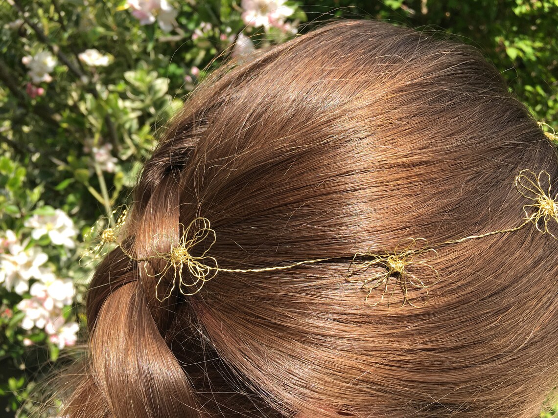 Gold wire daisy chain head crown festival garden party Etsy