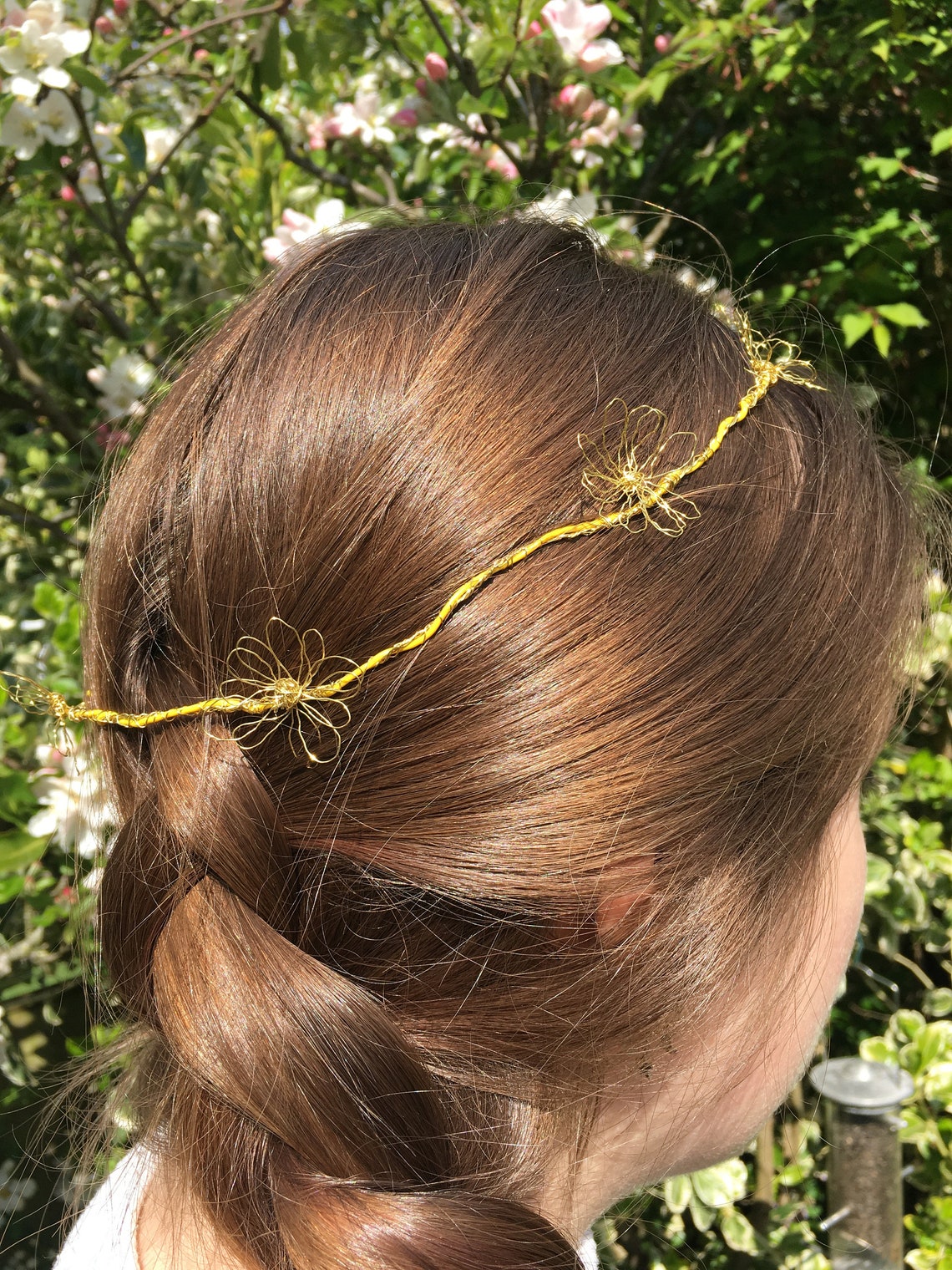 Gold Wire Daisy Chain Head Crown With Yellow Plastic Thread Etsy