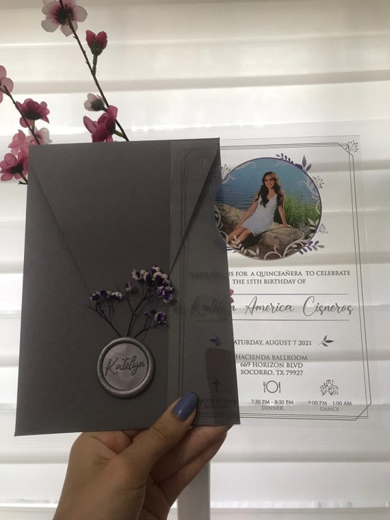 Quinceañera Acrylic Birthday Invitation With Photo. Acrylic Etsy Finland