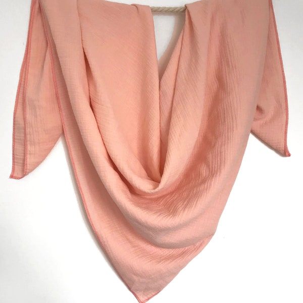 Weiches XL Musselin Tuch Dreieckstuch Schal Stillschal Damen Scandinavian Pastell Coral Koralle Frisch Frühling