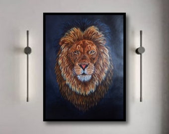 Large Size Lion Painting on Canvas for Living Room