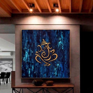 Ganesha Original Indian Abstract Art On Canvas for Living Room- Original Textured Painting Ganesha , Abstract Ganesha Painting